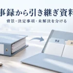 会議記録から、背景・決定事項・未解決事項を分けた引き継ぎ資料を作るイメージ。